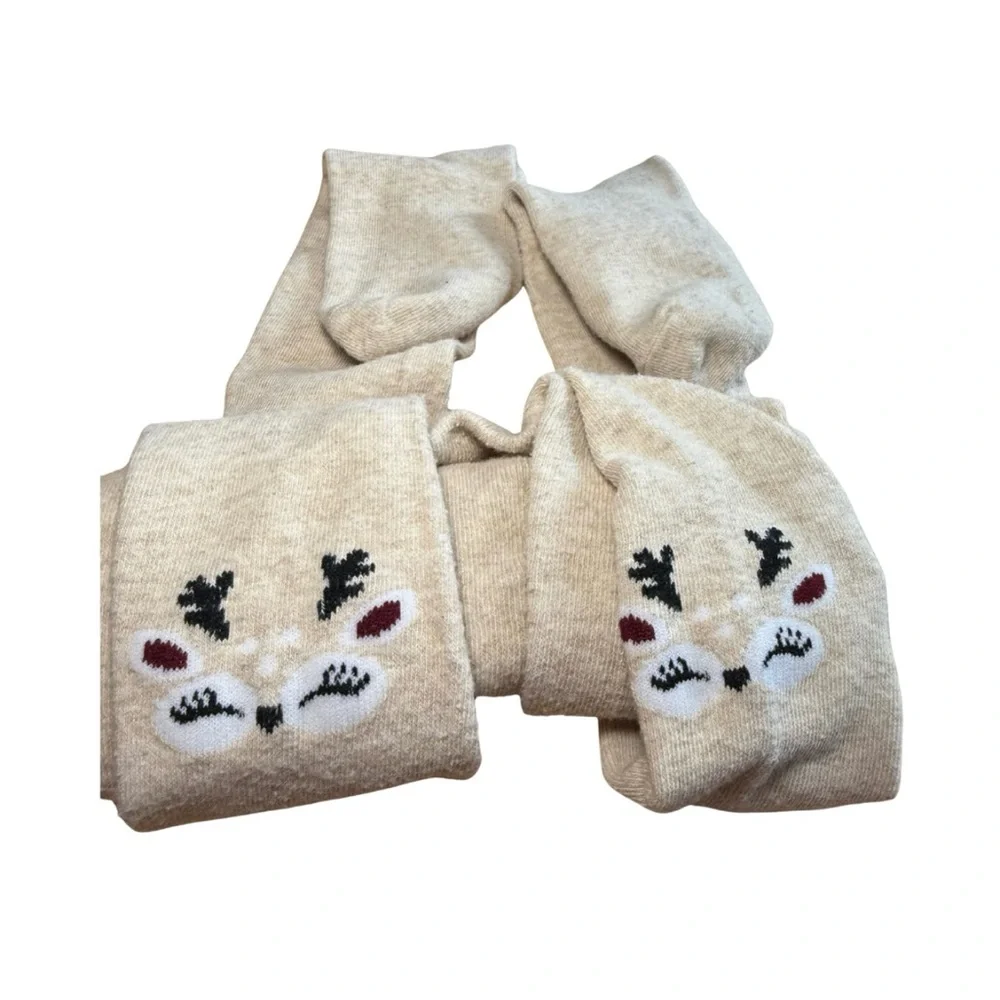 Carter's Beige Cotton Blend‎ Tights with Cute Animal Design